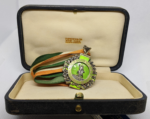 Beautiful & Rare Ca 1933 Friendly Sons of St. Patrick Membership Badge Silver by Tiffany & Co