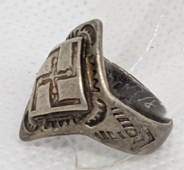 1920's - 30's Fred Harvey Era Navajo Silver Ring with Swastika size 4