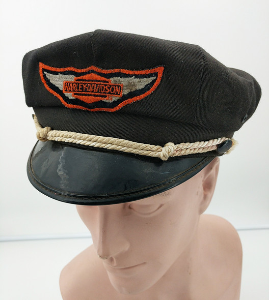 Great Vintage Ca 1960's Harley Davidson Motorcycle Riders Visor Cap Sz 7-1/4