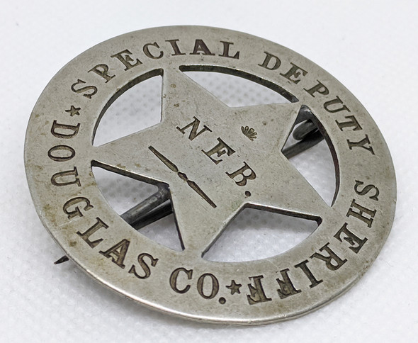 Great Ca 1890's Douglas Co. Nebraska Special Deputy Sheriff Circle Star Badge