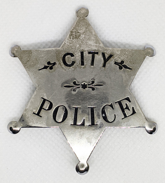 Great Old West 1890s - 1900s "Stock" City Police 6 pt Star Badge by Liepsner Kansas City