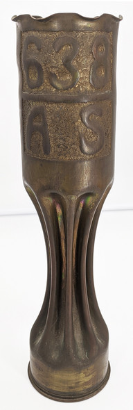 A beautifully untouched 638th Aero decorated Trench Art Shell.