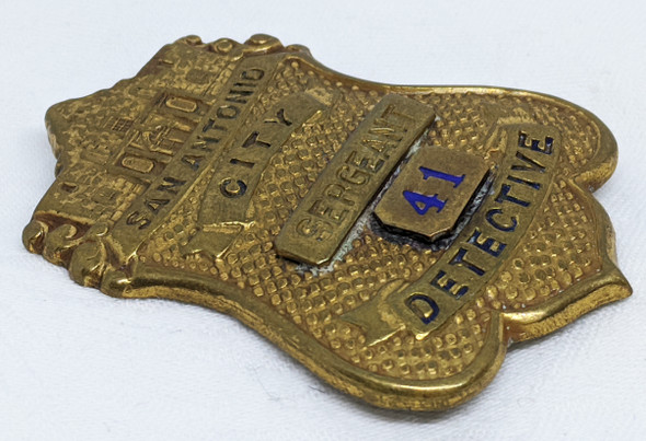 Rare 1930's San Antonio Texas City Police Detective Sergeant Badge #41
