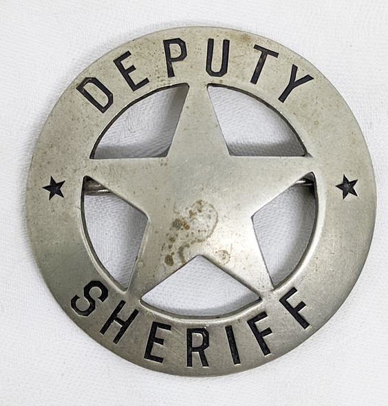 Great Old West 1880's "Stock" Deputy Sheriff Circle Star Badge Nicely Convex with Great Patina