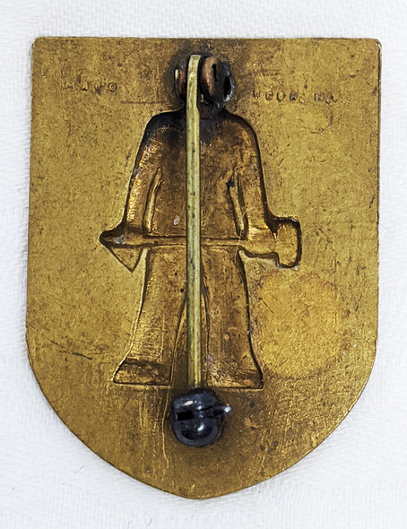Early WWII Brass USN Seabees Shield Badge as Worn by Those Serving with USMC Units