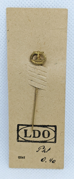 Exc Example of Early WWII Nazi Kriegsmarine U-Boat Badge Stick Pin on Original LDO Maker's Card