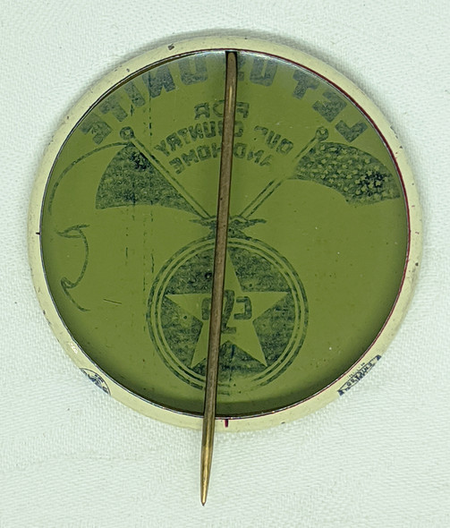 Great, Large, Early WWII Czechoslovak Society of America Patriotic Pin with Crossed US & Czech Flags