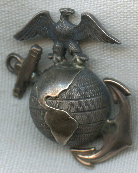 Beautiful Pinback WWI USMC Officer Dress Blue Collar Insignia EGA Sterling & 10K Gold
