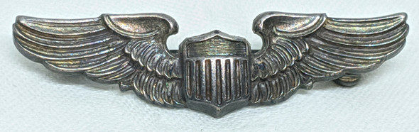 Rare H&H Maker Mark WWII USAAF Overseas Cap Size Pilot Wing in Sterling.