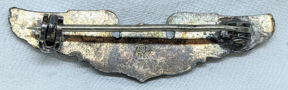 Rare H&H Maker Mark WWII USAAF Overseas Cap Size Pilot Wing in Sterling.