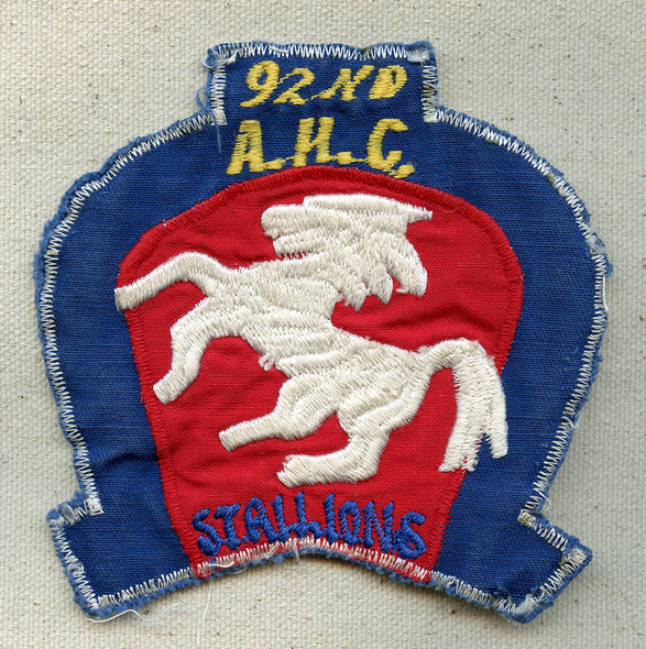 Rare Late 1960's US Army 92nd Assault Helicopter Co. Stallions Air Lift Platoons Pocket Patch.