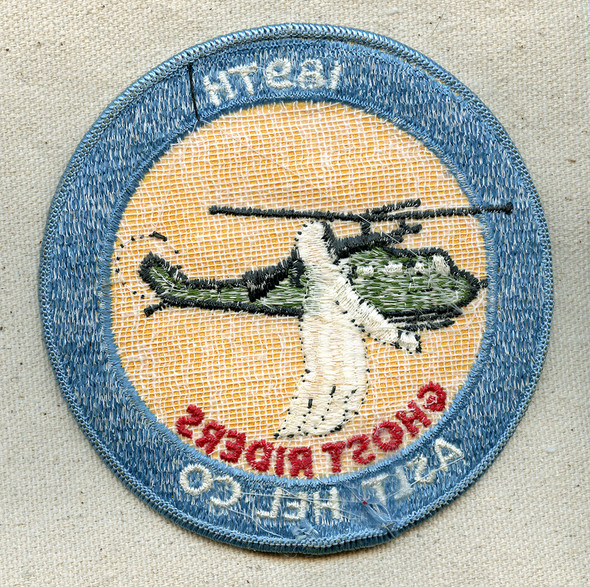 Rare ca 1967 US Made 189th Assault Helicopter Company GHOST RIDERS Pocket Patch