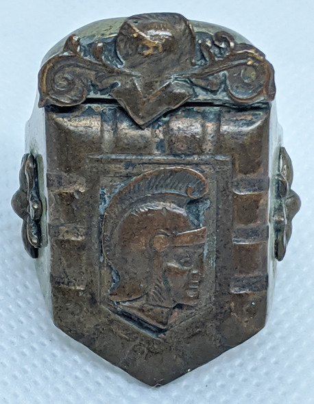 Classic, Iconic, Vintage 1940's - 50's Mexican Biker Ring with Roman Gladiator & Lilies Sz 11