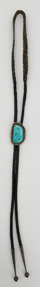 Nice Vintage 1970's Navajo Silver Bolo tie by George Begay with Lovely Pilot Mountain Turquoise