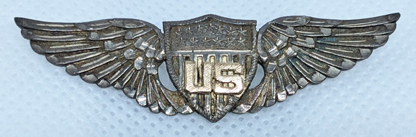 Beautiful Overseas Cap Size WWI US Air Service Pilot Wing by Robbins in Sterling & 10K