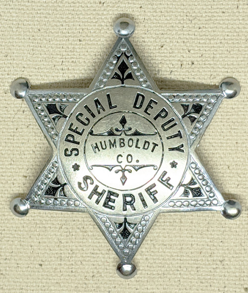 Great 1920s Humboldt Co. CA Special Deputy Sheriff "Baseball" Style 6 Point Star with Early Ed Jones