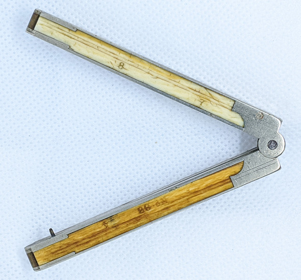 Lovely late 19th Century Stanley Pocket Rule #88 in Ivory & German Silver with Steel & Brass Hinges