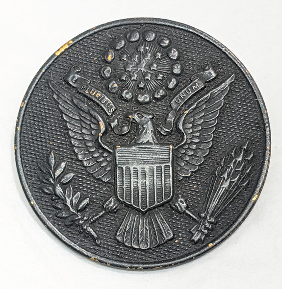 Scarce WWI US Army Enlisted Man Visor Hat Badge in Blackened Brass