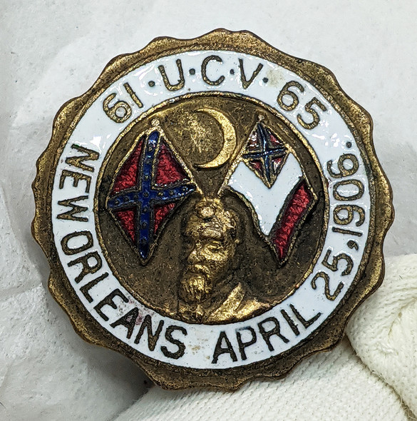 Beautiful UCV United Confederate Veterans 1906 Reunion, New Orleans, LA Enameled Lapel Badge
