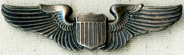 Beautiful Early WWII Bell Pattern USAAF Pilot Wing in Sterling