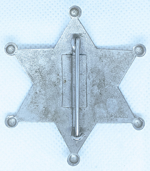 Early 1940s Nevada Co CA Deputy Sheriff 6 pt Star in Wartime Shortage Nickel Plated Steel