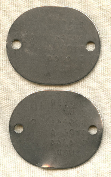 Pair WWII US Marine Corps Reserve Dog Tags for Charles Melvin (C.M.) Culver