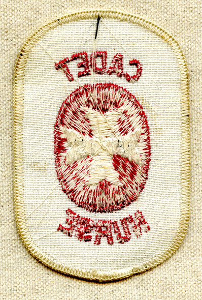 WWII Large Size Cadet Nurse Patch on White Twill Lightly Soiled