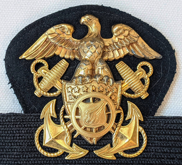 Rare Early WWII Us Army Transportation Service Boat Officer Visor Hat Badge by GEMSCO original band