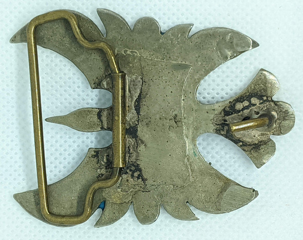 Great Vintage 1970s Nickel Silver & "Mosaic" Turquoise Phoenix Buckle