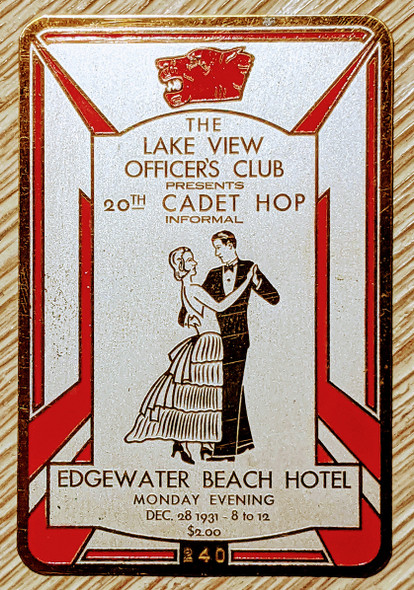 Beautiful & Rare 1931 Lake View Officer's Club 20th Cadet Hop #'d Brass Ticket in Original Envelope