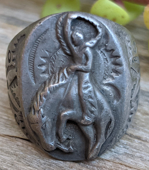 Great Vintage 1940s Bell Trading Post Southwest Indian Motif Bucking Bronco Sterling