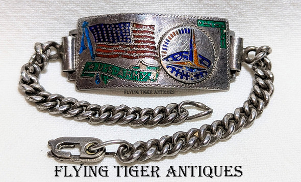 Beautiful WWII CBI Made USAAF ATC Air Transport Command Silver & Enamel ID type Bracelet