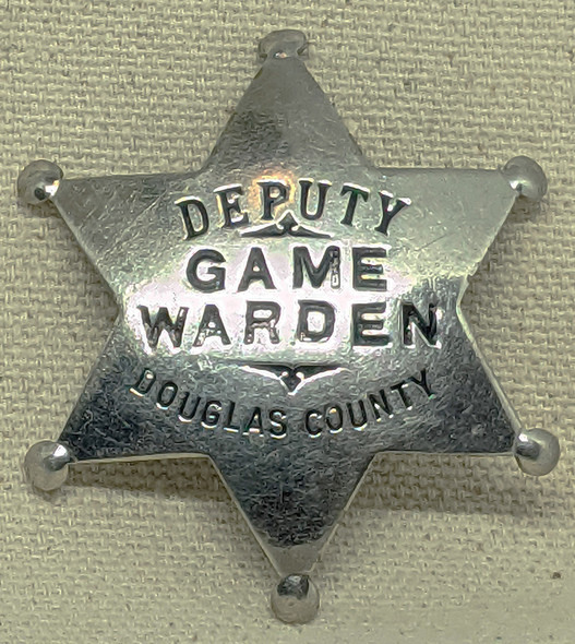 Great Old 1920s Douglas County Nevada Deputy Game Warden Badge by Ed Jones