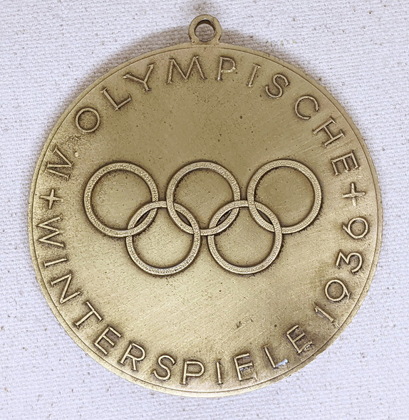 Large 1936 Winter Olympic Games Participant Medal in Bronze white Metal