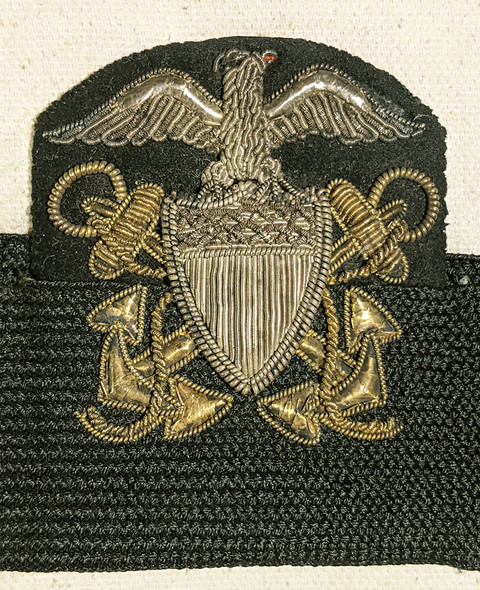 Beautiful 1920s USN Bullion RIGHT Facing Officer Hat Badge on Band Chinese Made