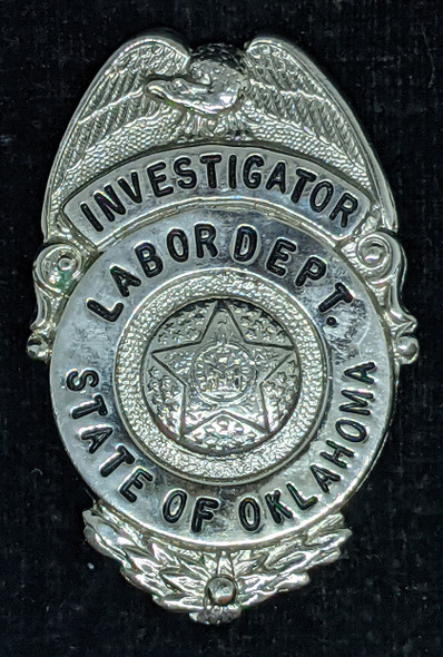 Vintage 1950s Oklahoma State Labour Department Investigator Badge Small "Plain clothes" Size
