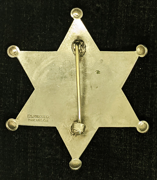 Nice 1920s-30s Siskiyou Co CA Sheriff Posse 6 pt Star Badge by Ed Jones