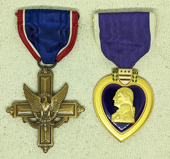 Late Issue (WWII era) WWI 27th Infantry Div US Army  Distinguished Service Cross & Purple Heart
