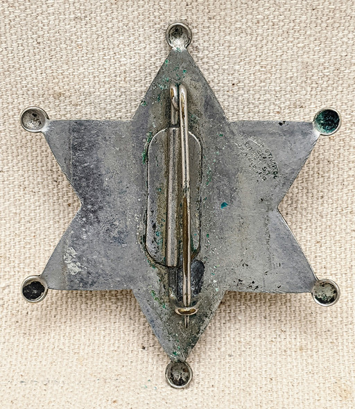 Nice Old 1910s-20s Riverside Co CA Special Deputy Sheriff 6pt Star "Baseball" Style Badge by Chipron