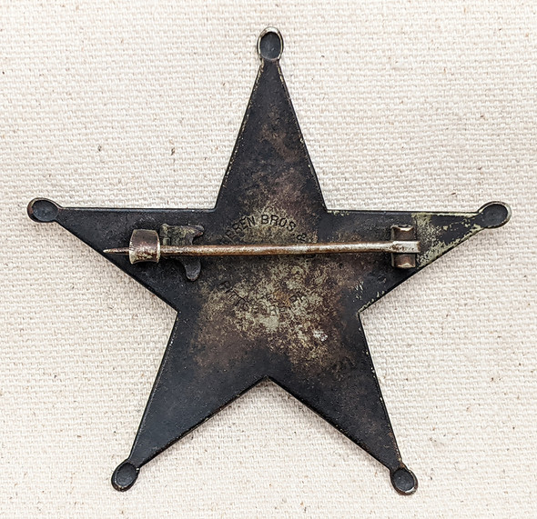 Wonderful 1910s-20s Pennsylvania Lines Railroad Police Large Custom Die 5 pt Star Badge #400