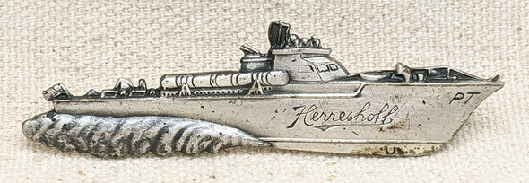 Rare WWII USN PT Boat Badge for the Herreshoff Boat Company in Sterling