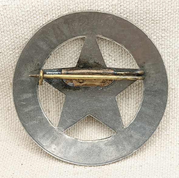 Wonderful 1890s-1900s Old West Deputy Marshal Large Circle Star Badge in Nickel Plated Nickel