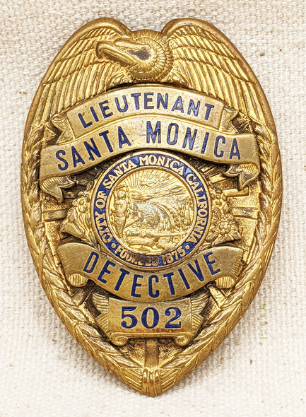 1940s Pasadena CA Police Detective Badge #17 Unmarked by LAS&S