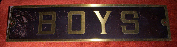 Great Old 1920s Brass "Boys" Sign