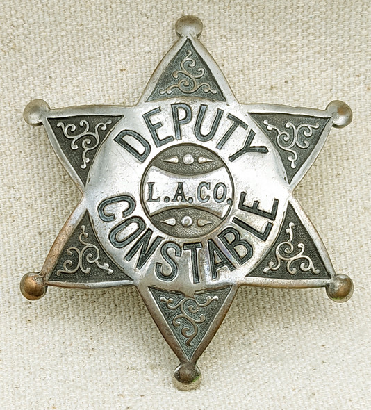 Scarce Late 1930s Los Angeles County Deputy Constable Badge 6 point Star by LAS&SCO