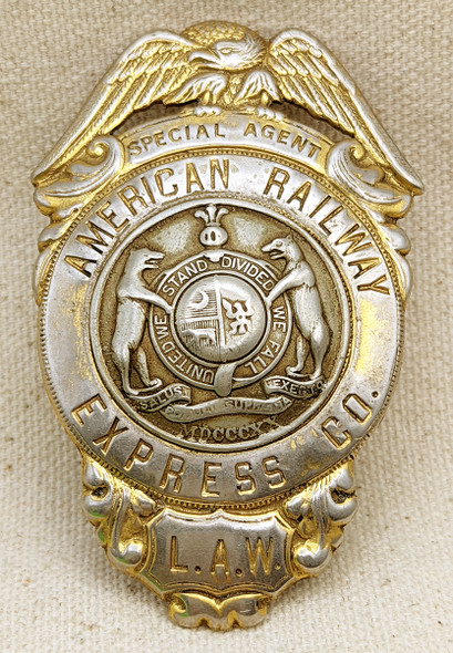 Great Ca 1920 American Railway Express Co. Special Agent Badge with Missouri Seal