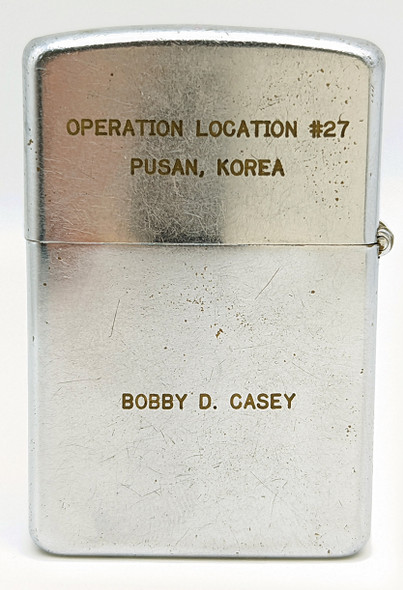 Ext Rare ca 1953 KW USAF 6146th AF Adv. Grp Pusan Korea Vulcan Lighter named to Bobby D. Casey