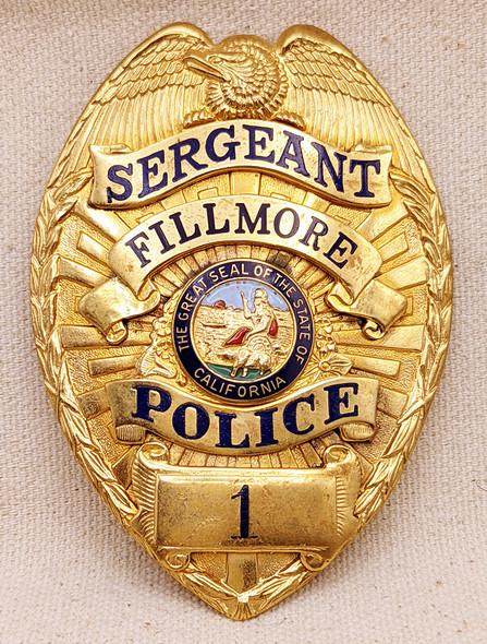 Rare Early 1950s Claremont CA Police Sergeant Badge by Entenmann