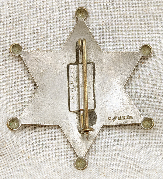 Nice Early 1930s Butte Co CA Deputy Constable 6pt Star Badge by Patrick & Moise KlinKner