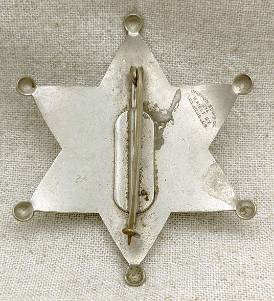 Beautiful 1910s-1920s Contra Costa Co CA Deputy Sheriff 6 pt Star "Baseball" Badge by Chipron